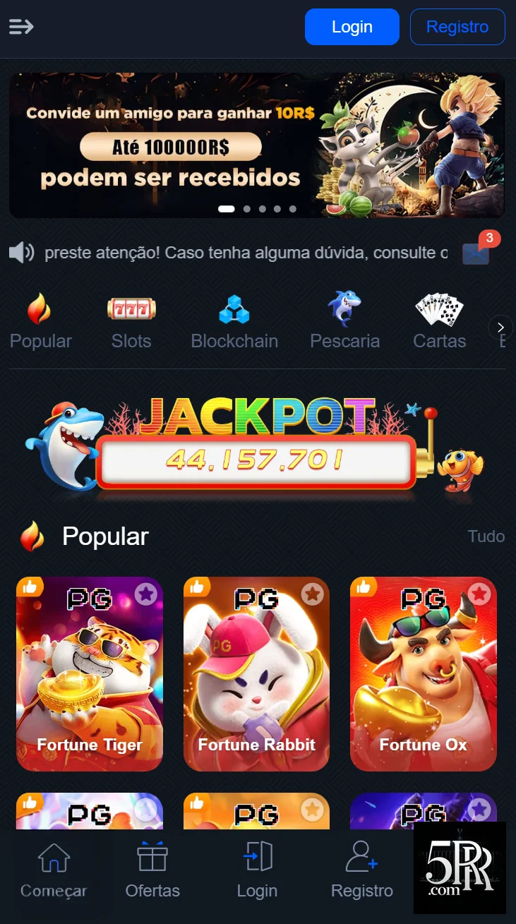 Usuário acessando serviços VIP no aplicativo 5rr